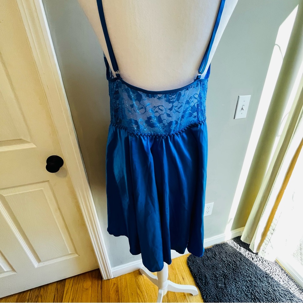 Elegant Blue Lace Nightgown Babydoll 4XL Plus Lingerie - Picture 8 of 11